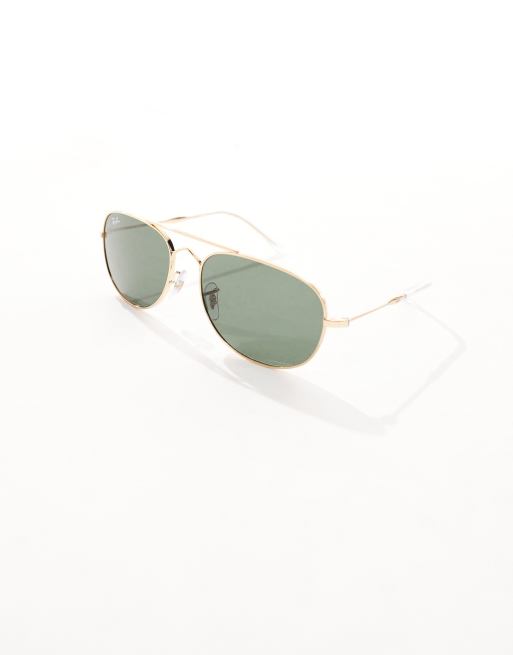 Ray-Ban bain bridge round metal sunglasses in green/gold ASOS
