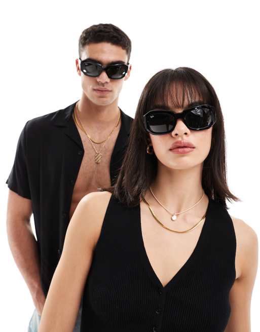 Ray-Ban – Beate – Svarta, rektangulära solglasögon