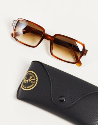 Ray-Ban – Benji – Eckige Sonnenbrille für Damen in Braun 0RB2189