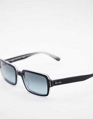 Ray-Ban – Benji – Eckige Unisex-Sonnenbrille in Schwarz