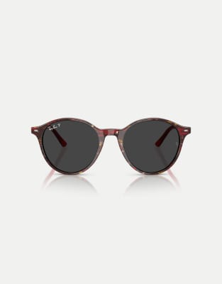 Ray-Ban - Bernard Phantos - Polarisierte Sonnenbrille in transparentem Fantasy-Rot mit schwarzen Gläsern