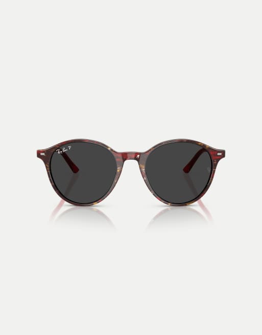 Ray-Ban – Bernard Phantos – Polarisierte Sonnenbrille in transparentem Fantasy-Rot mit schwarzen Gläsern