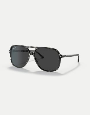 Ray-Ban - Bill - Eckige, polarisierte Sonnenbrille in Grau mit Gläsern in Grau