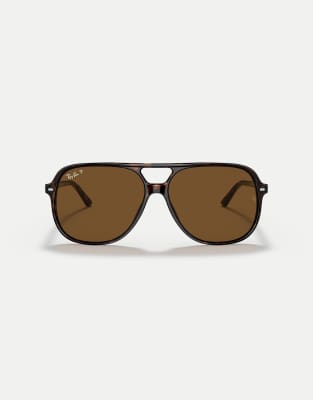 Ray-Ban - Bill - Eckige, polarisierte Sonnenbrille in Havana mit braunen Gläsern
