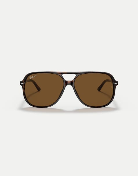 Ray-Ban – Bill – Eckige, polarisierte Sonnenbrille in Havana mit braunen Gläsern - view 1