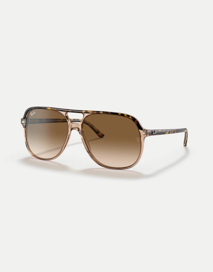 Ray-Ban Bill - Gafas de sol marrón efecto carey transparentes cuadradas con lentes marrones