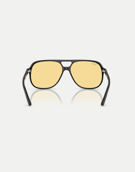 Ray-Ban - Bill - Lunettes de soleil carrées à verres jaunes - Noir, 2 de 3
