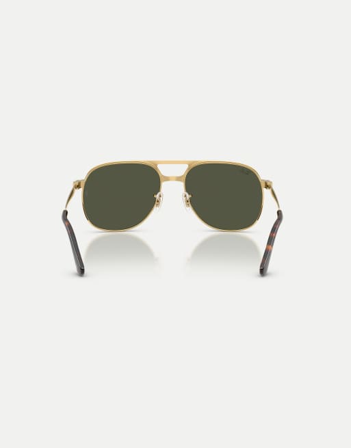 Ray-Ban Bill Max quadratische Sonnenbrille mit grünen Gläsern in Arista, 2 von 4