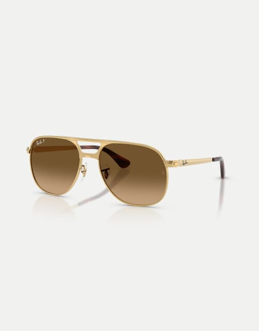 Ray-Ban Bill max square polarised sunglasses with brown lens in arista, 3 of 4