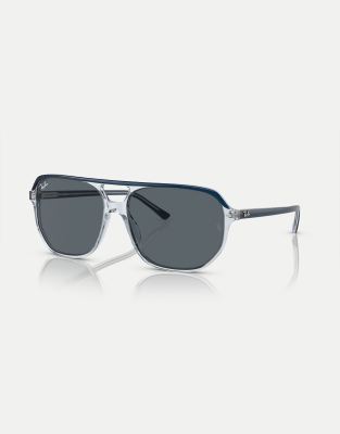 Ray-Ban bill one irregular sunglasses in blue with blue lens in blue on transparent blue