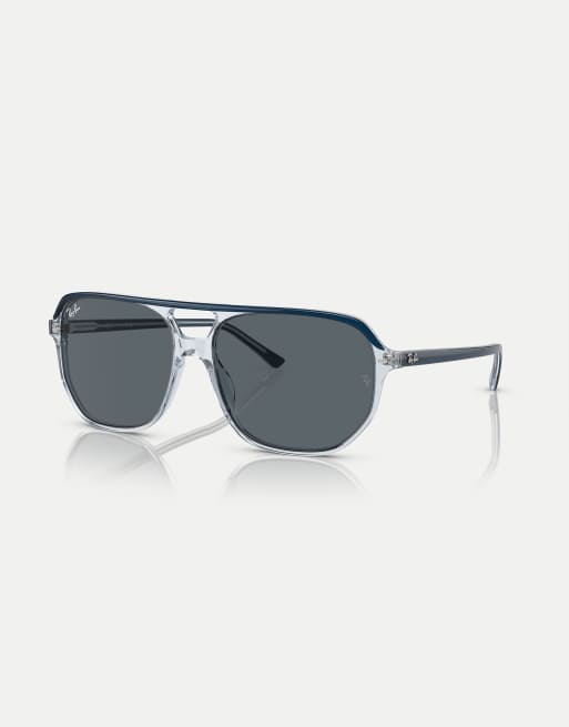 Ray-Ban - Bill One - Lunettes de soleil irrégulières à verres bleus polarisés - Bleu transparent, 3 de 4