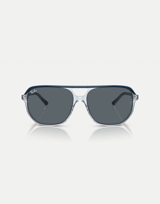 Ray-Ban – Bill One – Ungewöhnlich geformte Sonnenbrille in Blau mit transparenten blauen Gläsern, 3 von 4