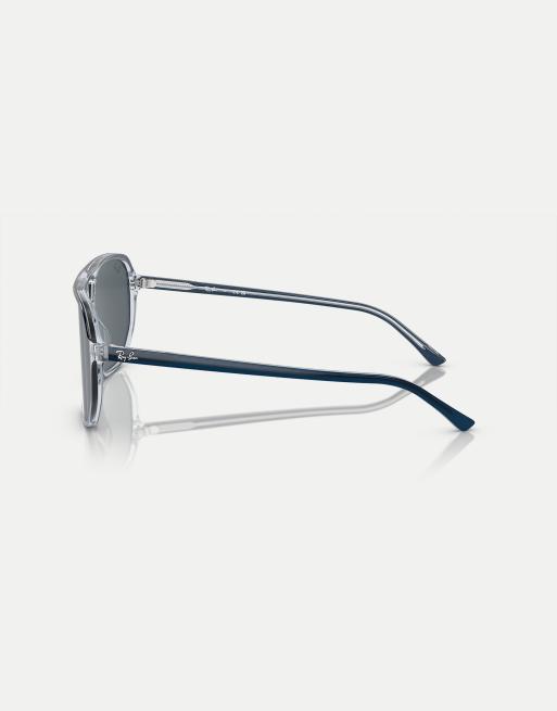 Ray-Ban – Bill One – Ungewöhnlich geformte Sonnenbrille in Blau mit transparenten blauen Gläsern, 4 von 4