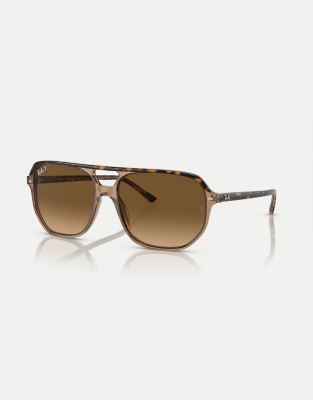 Ray-Ban - Bill One - Unregelmäßige polarisierte Sonnenbrille in transparentem Dunkelbraun mit Gläsern in Braun-Brown