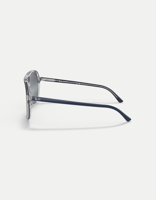Ray-Ban Bill square polarised sunglasses with transparent mirrored lens in blue on transparent, 3 of 3