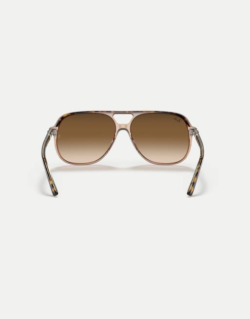 Ray-Ban bill square sunglasses in gold with brown lens in dark brown in transparent brown, 4 of 4