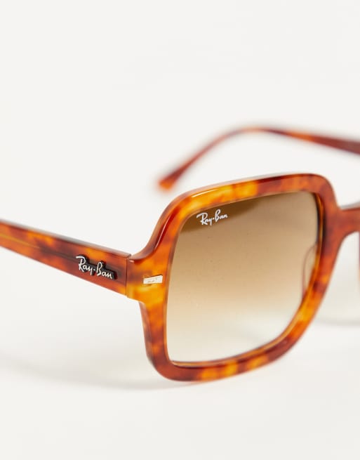 Ray-Ban – Brązowe kwadratowe okulary oversize przeciwsłoneczne w stylu lat 70., 2 z 4