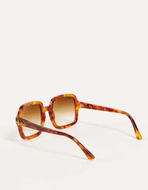 Ray-Ban – Brązowe kwadratowe okulary oversize przeciwsłoneczne w stylu lat 70., 3 z 4