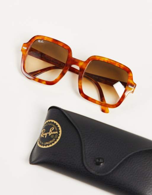Ray-Ban – Brązowe kwadratowe okulary oversize przeciwsłoneczne w stylu lat 70., 4 z 4