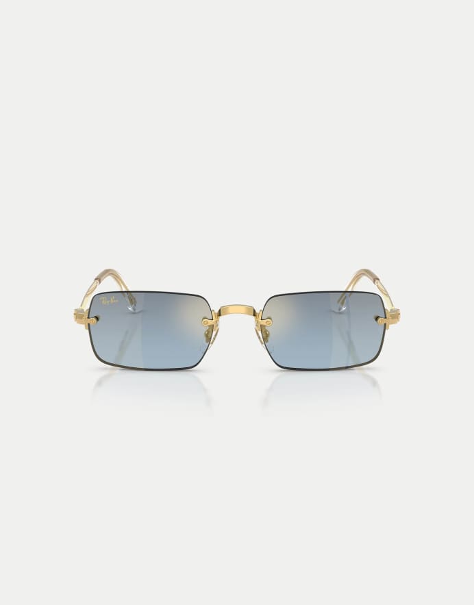 Ray-Ban by a$ap rocky gafas de sol rectangulares con lentes espejadas azules en arista gold