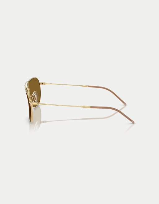 Ray-Ban - Caravan - Lunettes de soleil carrées polarisées à verres marron polarisés - Doré Arista, 4 de 4