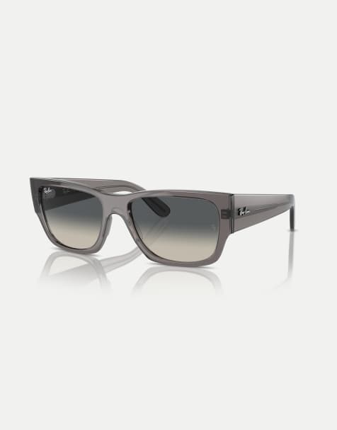 Ray-Ban – Carlos – Rechteckige Sonnenbrille in Opal-Dunkelgrau mit grauen Gläsern - view 1