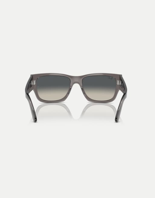Ray-Ban – Carlos – Rechteckige Sonnenbrille in Opal-Dunkelgrau mit grauen Gläsern, 3 von 3