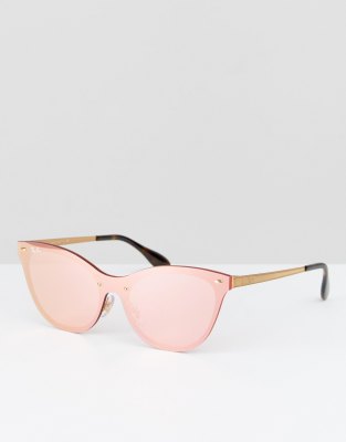 Verloren hart Niet verwacht Ga op pad ray ban - Cat-eyezonnebril met platte glazen met spiegelcoating in roze |  ASOS