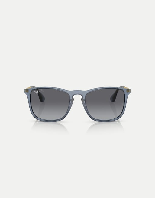 Ray-Ban - Chris - Gafas de sol azul transparente cuadradas con lentes grises polarizadas, 2 de 3