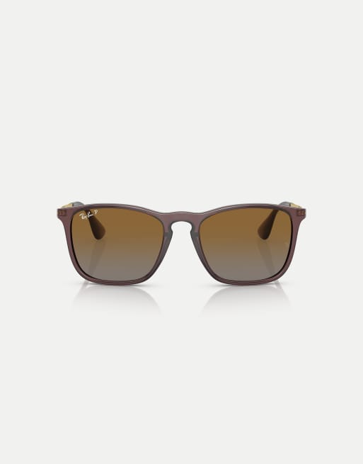 Ray-Ban - Chris - Lunettes de soleil carrées à verres polarisés marron - Marron transparent, 2 de 3