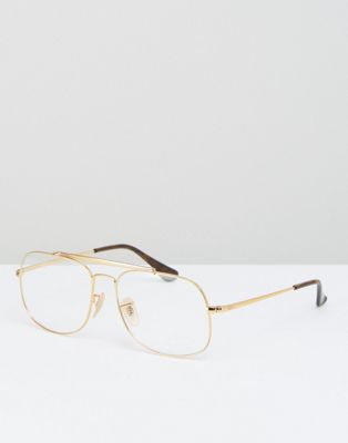 ray ban aviator clear lens glasses in gold