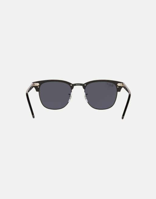 Ray-Ban – Clubmaster Classic – Eckige, polarisierte Sonnenbrille in Schwarz mit Gläsern in Schwarz, 4 von 4