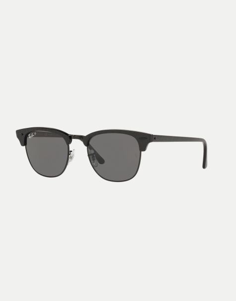 Ray-Ban clubmaster classic square polarised sunglasses in black with black lens
