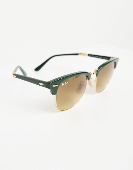 Ray-Ban clubmaster folding festival sunglasses in green and gold