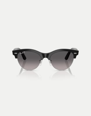Ray-Ban - Clubmaster - Lunettes de soleil à verres gris polarisés - Noir et argenté - view 1