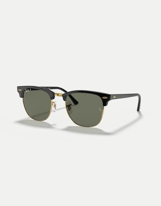 Ray-Ban - Clubmaster - Lunettes de soleil à verres polarisés verts - Doré et noir, 3 de 3
