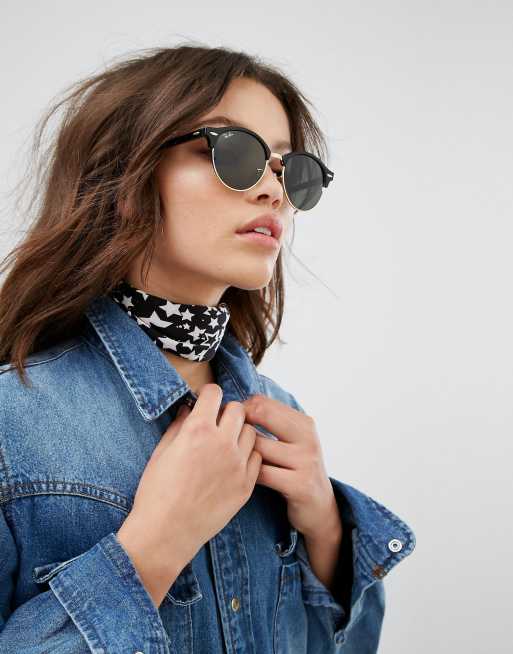 Ray Ban Clubmaster Lunettes de soleil rondes Noir ASOS