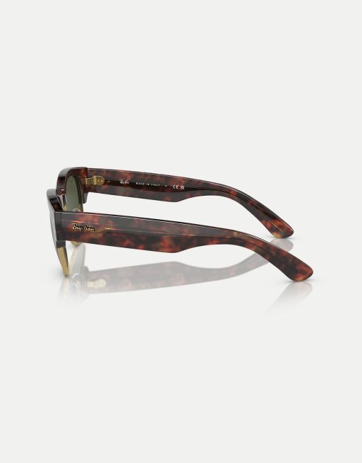 Ray-Ban - Clubmaster Mega - Occhiali da sole tartarugati con dettagli oro e lenti verdi, 3 di 4