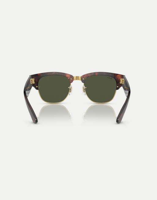 Ray-Ban - Clubmaster Mega - Occhiali da sole tartarugati con dettagli oro e lenti verdi, 4 di 4