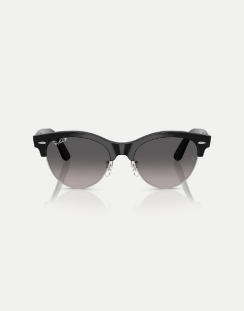 Ray-Ban - Clubmaster - Occhiali da sole neri su argento con lenti grigie polarizzate - view 1