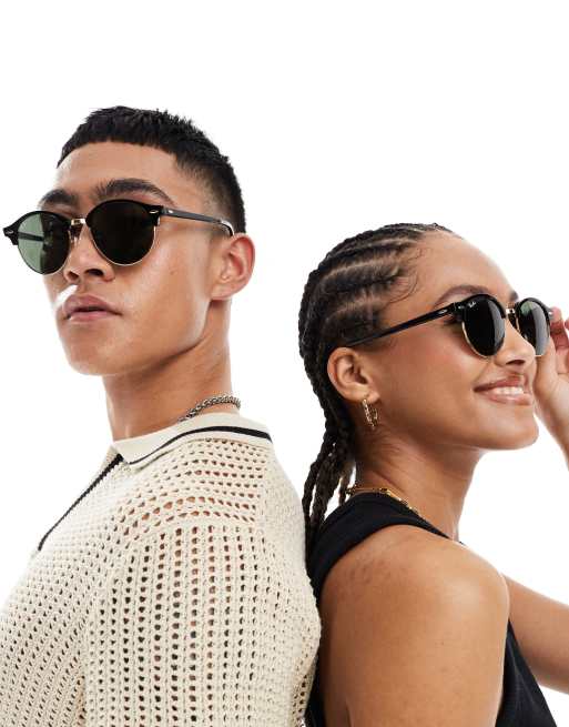 Ray Ban Clubmaster Ronde zonnebril in zwart ASOS