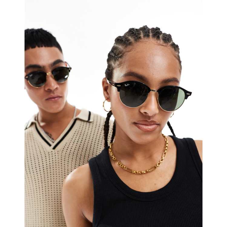 Ray-Ban Clubmaster round sunglasses in black | ASOS