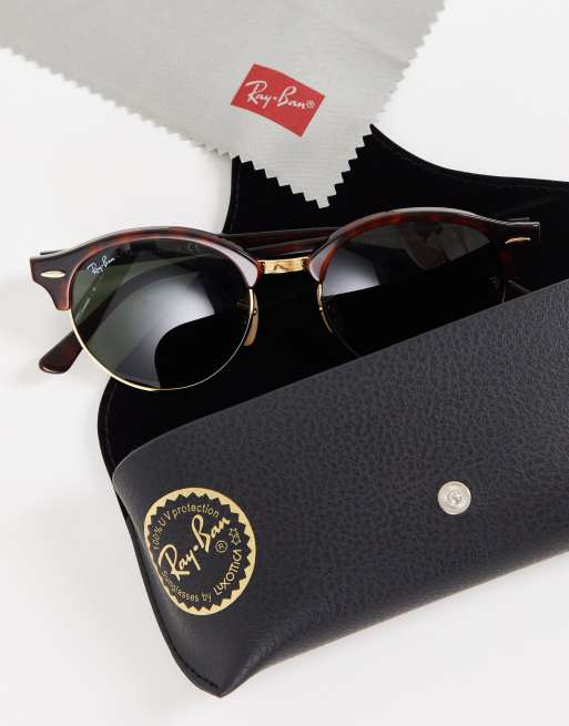 Ray Ban clubmaster round sunglasses in brown