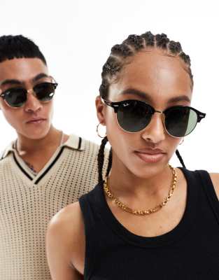 Ray-Ban - Clubmaster - Runde Sonnenbrille in Schwarz