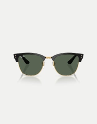 Ray-Ban - Clubmaster - Sonnenbrille in Schwarz auf Artista mit grünen Gläsern