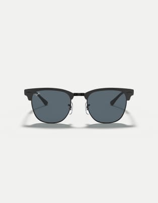 Ray-Ban - Clubmaster - Sonnenbrille in Schwarz mit blauen Gläsern