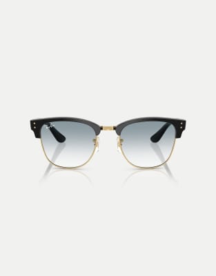 Ray-Ban - Clubmaster - Sonnenbrille in Schwarz und Gold mit blauen Gläsern
