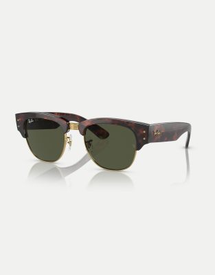 Ray-Ban - Clubmaster - Sonnenbrille mit Schildpattmuster und Gold mit grünen Gläsern-Brown