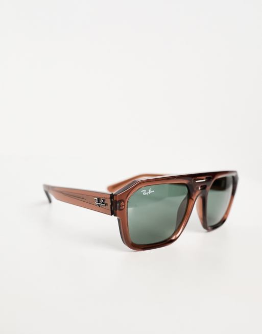 Ray-Ban corrigan aviator sunglasses in brown with green lens , 2 of 4
