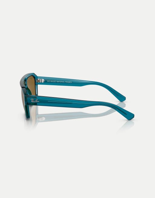 Ray-Ban - Corrigan - Occhiali da sole irregolari azzurri trasparenti con lenti marroni polarizzate, 3 di 3